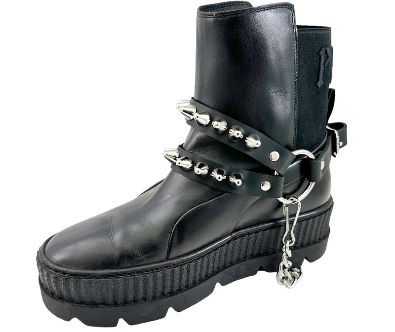 UK 77 STUDDED  DOUBLE STRAP  BOOTSTRAP LEATHER