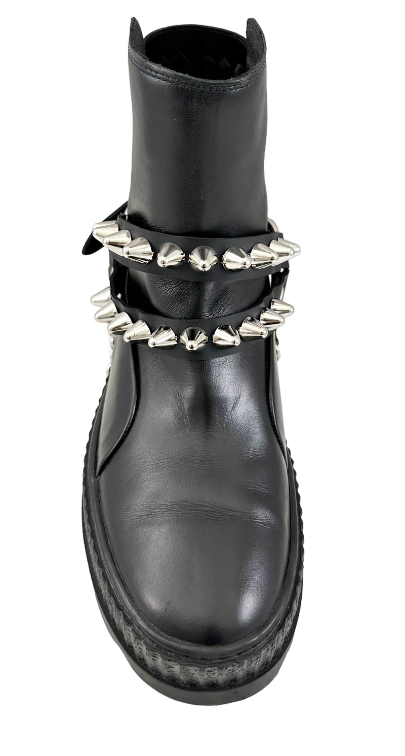 UK 77 STUDDED  DOUBLE STRAP  BOOTSTRAP LEATHER