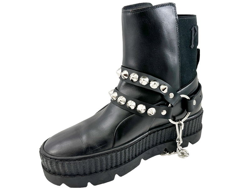 CONICAL  STUDDED  DOUBLE STRAP  BOOTSTRAP LEATHER