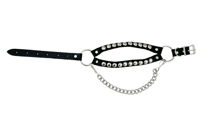 ROUND   STUDDED  DOUBLE STRAP  BOOTSTRAP LEATHER