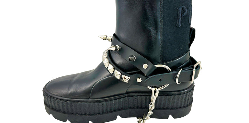 STUDDED SPIKE XL DOUBLE STRAP  BOOTSTRAP LEATHER