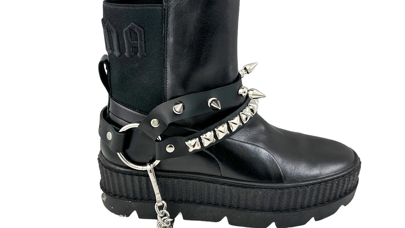 STUDDED SPIKE XL DOUBLE STRAP  BOOTSTRAP LEATHER