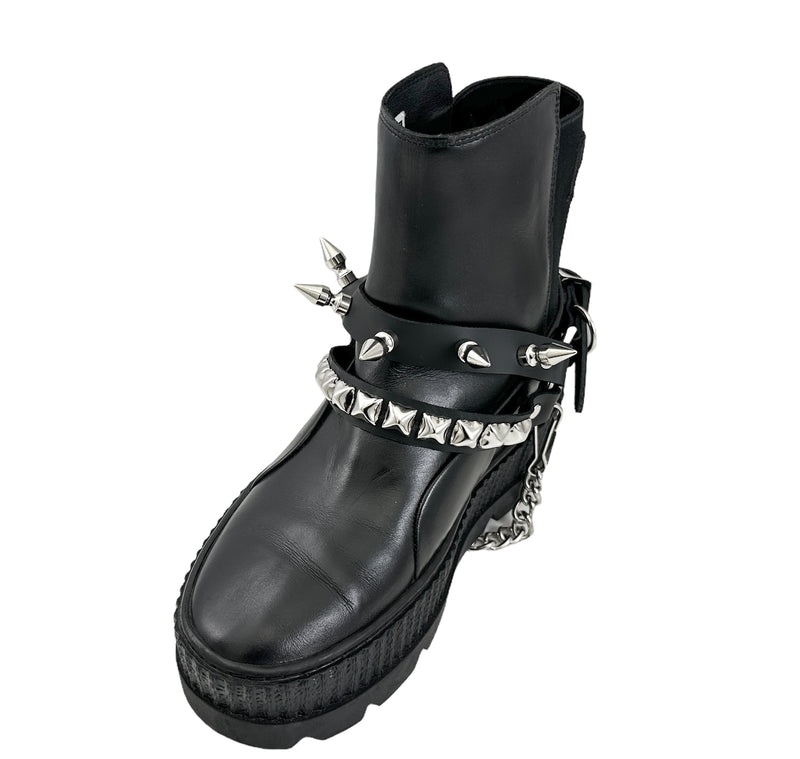 STUDDED SPIKE XL DOUBLE STRAP  BOOTSTRAP LEATHER