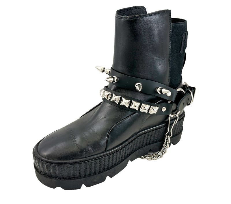 STUDDED SPIKE XL DOUBLE STRAP  BOOTSTRAP LEATHER