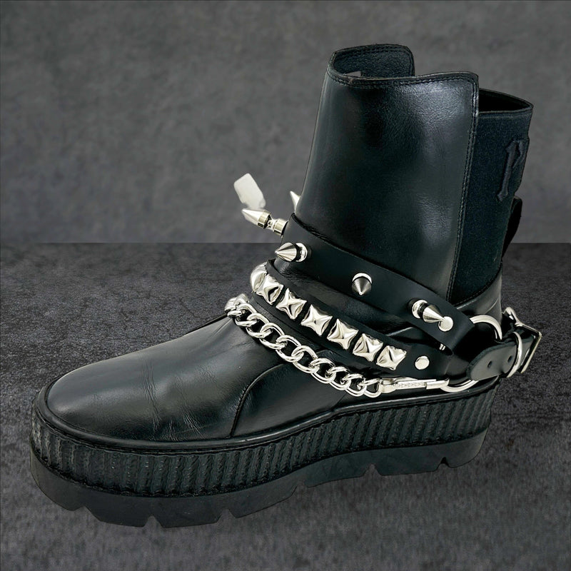 STUDDED SPIKE XL DOUBLE STRAP  BOOTSTRAP LEATHER