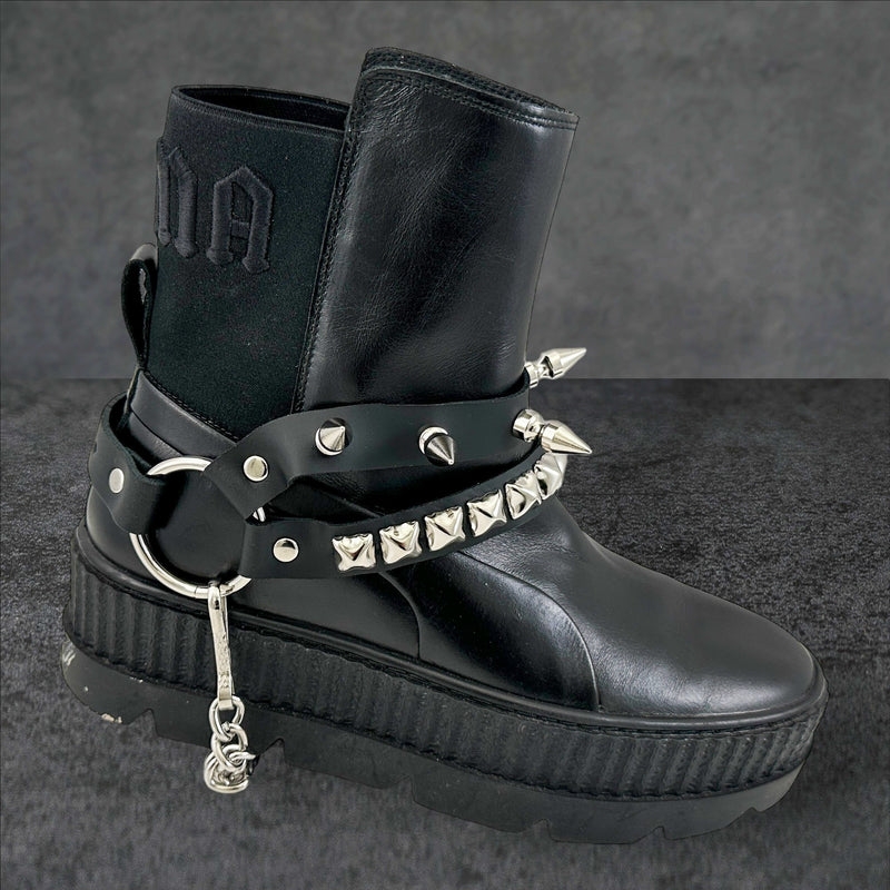 STUDDED SPIKE XL DOUBLE STRAP  BOOTSTRAP LEATHER