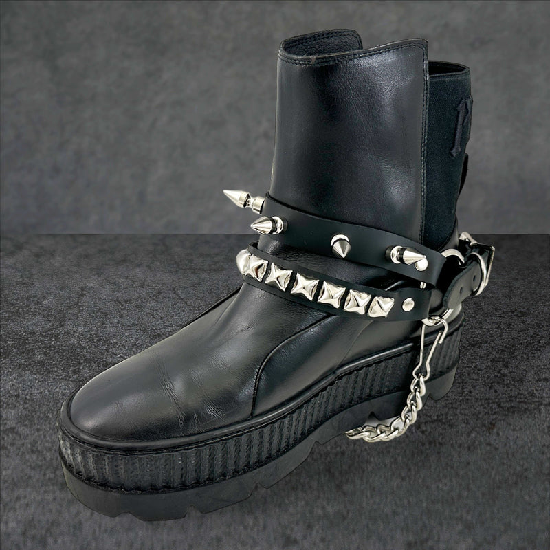 STUDDED SPIKE XL DOUBLE STRAP  BOOTSTRAP LEATHER