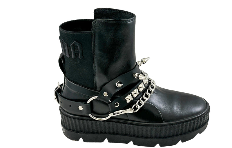 STUDDED SPIKE XL DOUBLE STRAP  BOOTSTRAP LEATHER