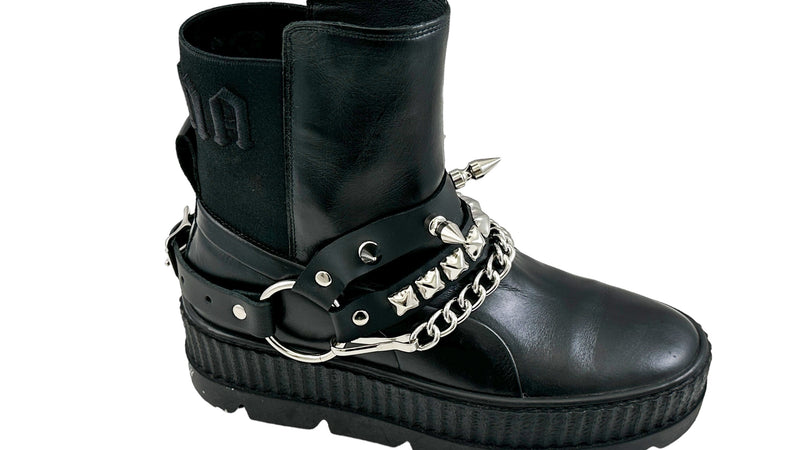 STUDDED SPIKE XL DOUBLE STRAP  BOOTSTRAP LEATHER