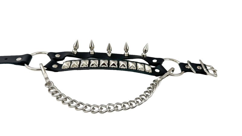 STUDDED SPIKE XL DOUBLE STRAP  BOOTSTRAP LEATHER