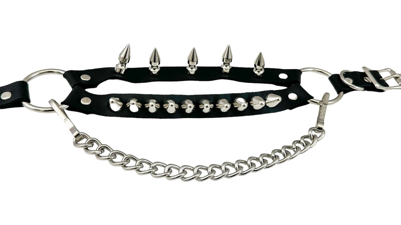 UK77 STUDDED SPIKE XL DOUBLE STRAP  BOOTSTRAP LEATHER