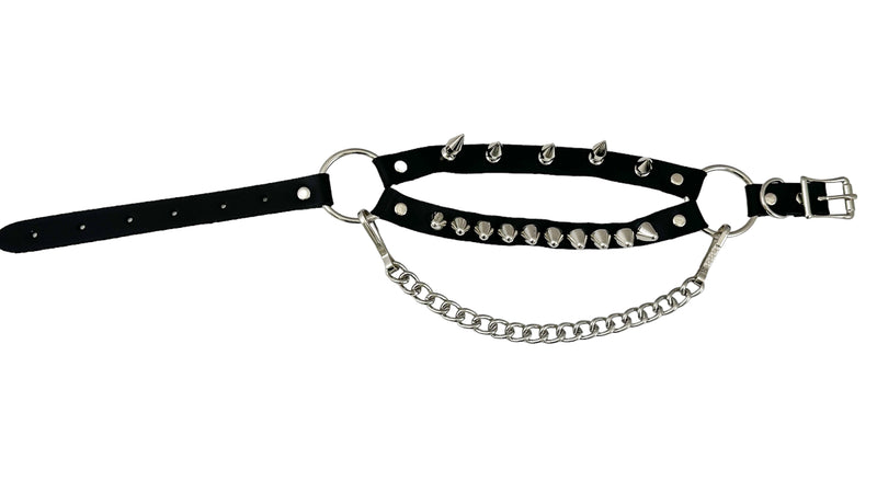 UK77 STUDDED SPIKE XL DOUBLE STRAP  BOOTSTRAP LEATHER