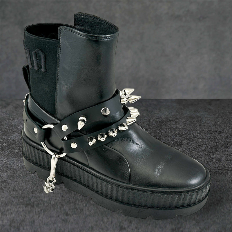 UK77 STUDDED SPIKE XL DOUBLE STRAP  BOOTSTRAP LEATHER