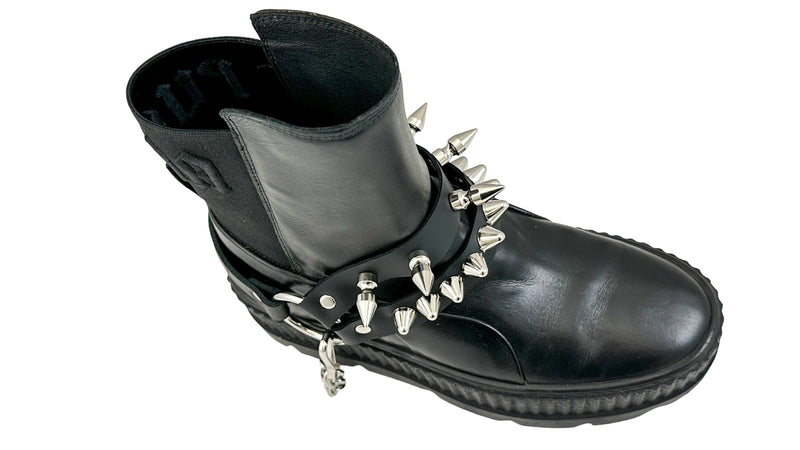 UK77 STUDDED SPIKE XL DOUBLE STRAP  BOOTSTRAP LEATHER