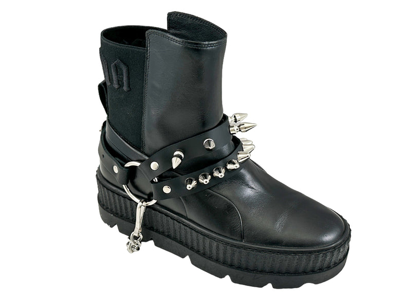 UK77 STUDDED SPIKE XL DOUBLE STRAP  BOOTSTRAP LEATHER