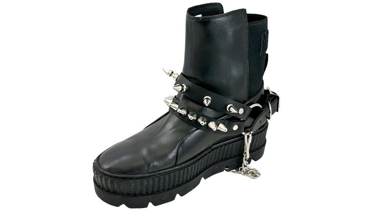 UK77 STUDDED SPIKE XL DOUBLE STRAP  BOOTSTRAP LEATHER