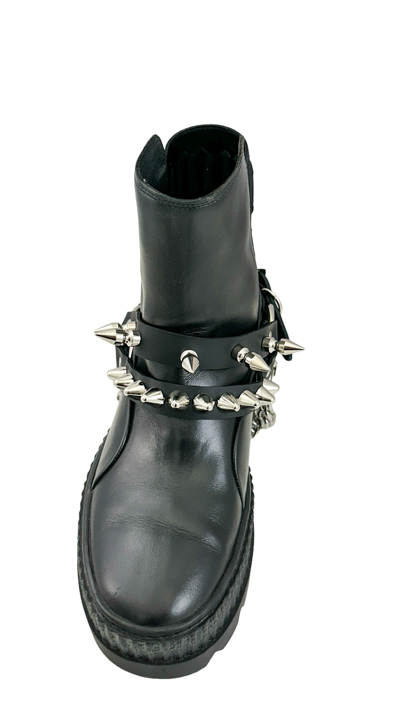 UK77 STUDDED SPIKE XL DOUBLE STRAP  BOOTSTRAP LEATHER