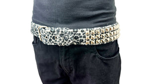 19mm Pyramid Studded Leopard Print Wristband - Punk, Rockabilly, Rock Party Bracelet