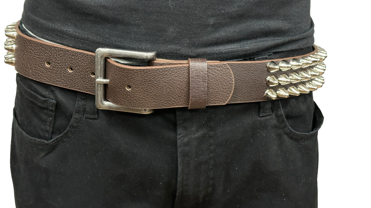 Mens Brown Leather Spike Studded Belt XL 38/40 outlet