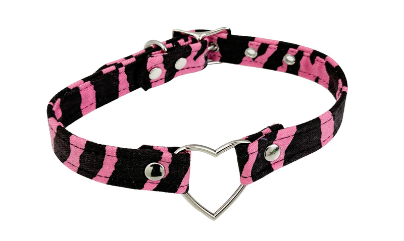 CANVAS ZEBRA PRINT ZEBRA HEART RING  CHOKER