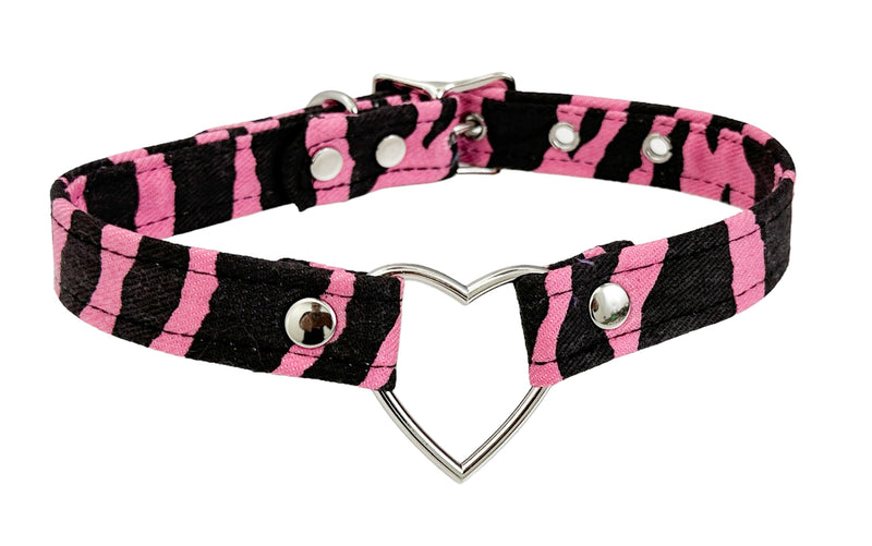 CANVAS ZEBRA PRINT ZEBRA HEART RING  CHOKER