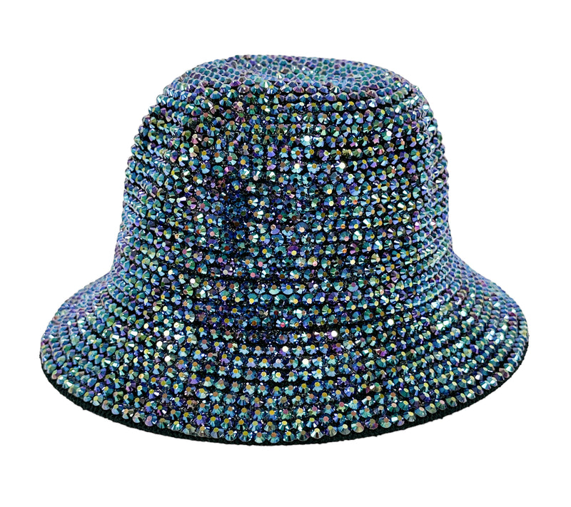 Rainbow AB Bling Rhinestone Studs Detailed Bucket Hat