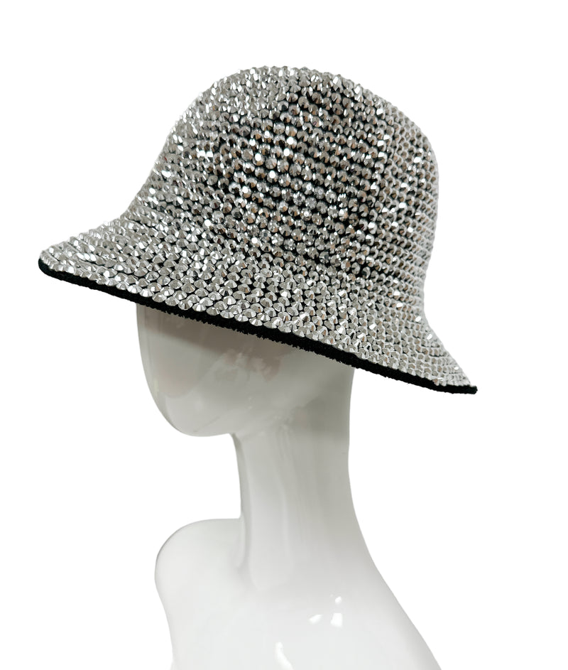 Crystal AB Bling Rhinestone Studs Detailed Bucket Hat