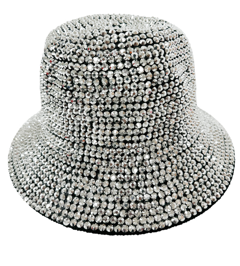 Crystal AB Bling Rhinestone Studs Detailed Bucket Hat