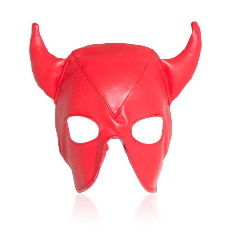 Vinyl Red Shiny Devil Diblo Fetish Face Mask