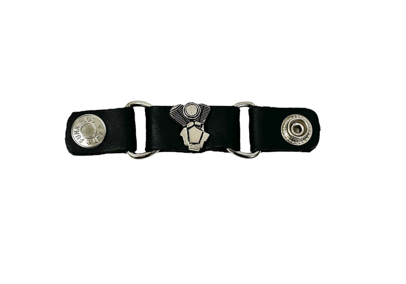 LEATHER VEST EXTENDER WITH SNAP BUTTON IRON CROSS, SKULL, FINGER ETC