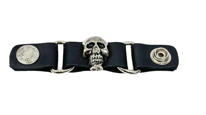 LEATHER VEST EXTENDER WITH SNAP BUTTON IRON CROSS, SKULL, FINGER ETC