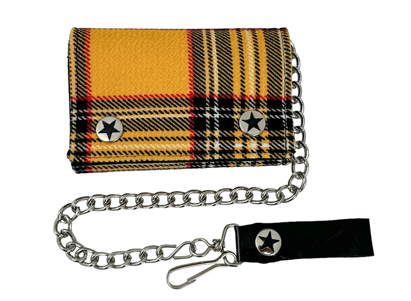 YELLO PLAID BIKERS SKATERS CHAIN WALLET