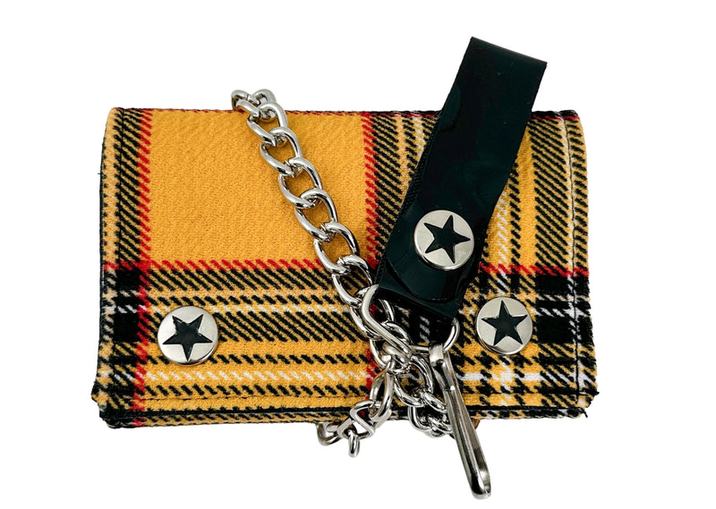 YELLO PLAID BIKERS SKATERS CHAIN WALLET