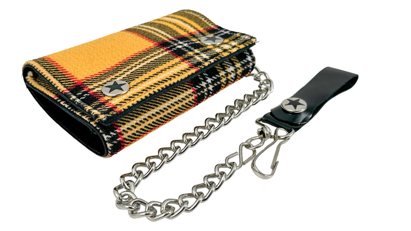 YELLO PLAID BIKERS SKATERS CHAIN WALLET