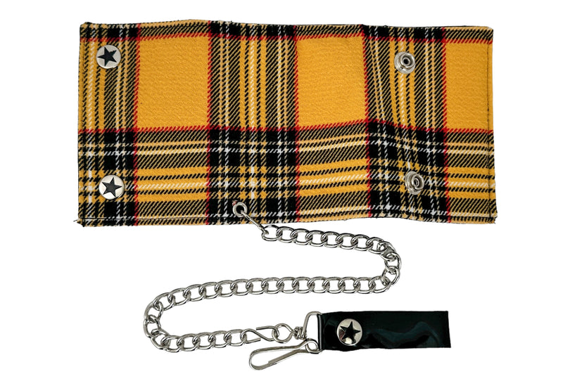 YELLO PLAID BIKERS SKATERS CHAIN WALLET