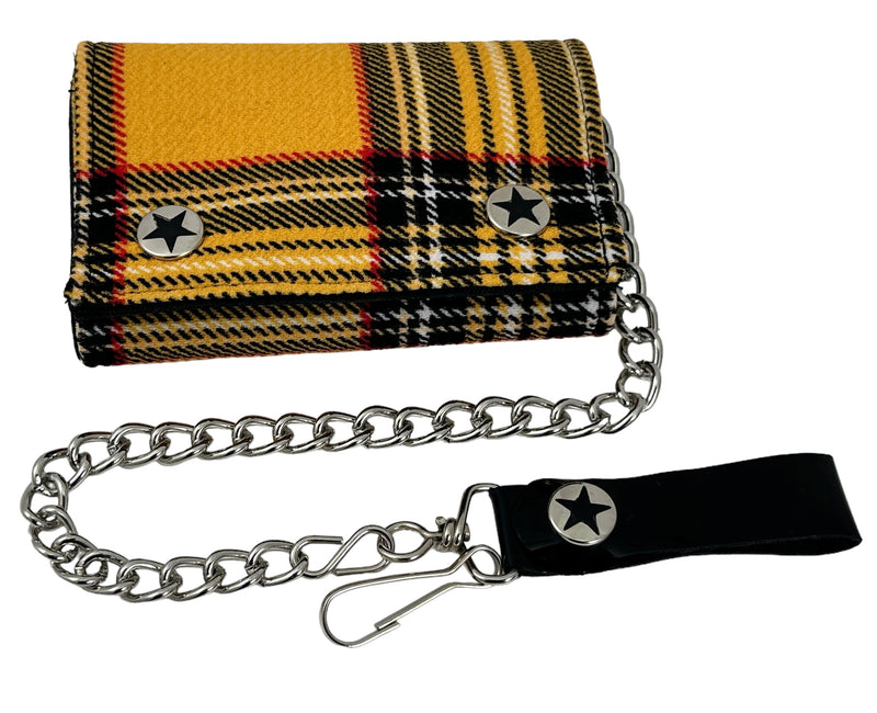 YELLO PLAID BIKERS SKATERS CHAIN WALLET