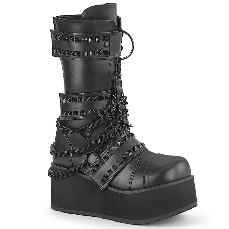 CLASSIC VEGAN LEATHER SHOES STUDDED AND HANGING CHAIN TRASHVILLE-138