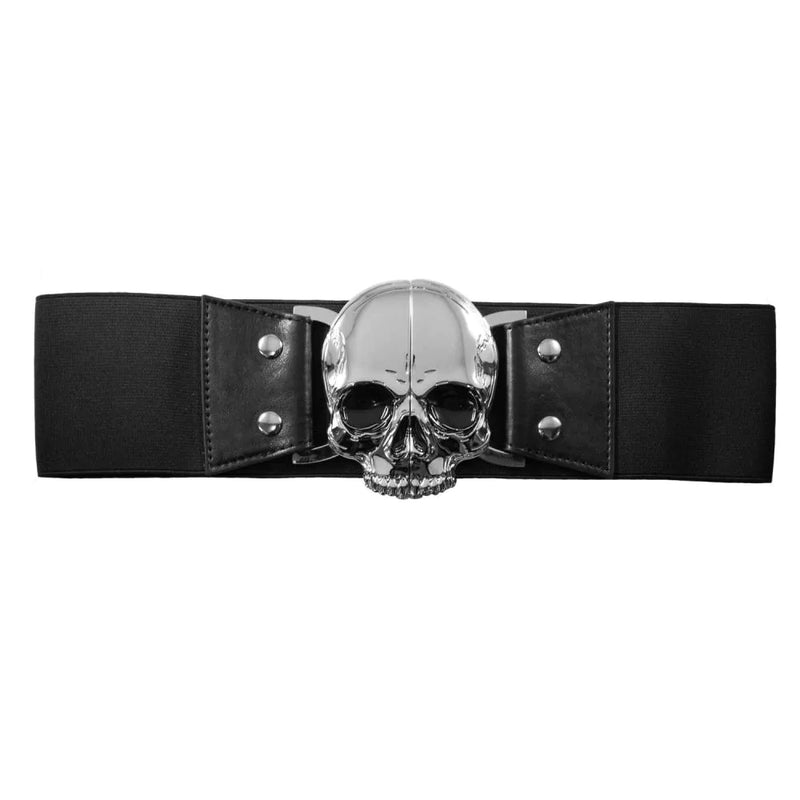 Skull Elastic Waist Belt Black