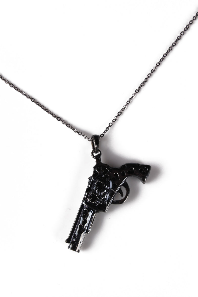 Necklace With Gun Pendant, Gray
