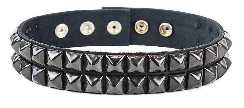 Double Row Black Studded Leather Armlet Armband