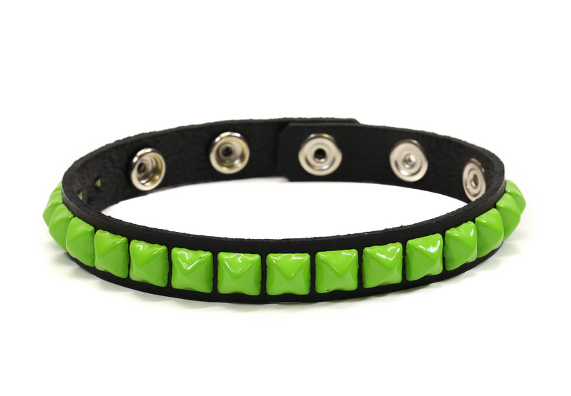 Neon Green Stud 1 Row Black Studded Leather Armlet Armband