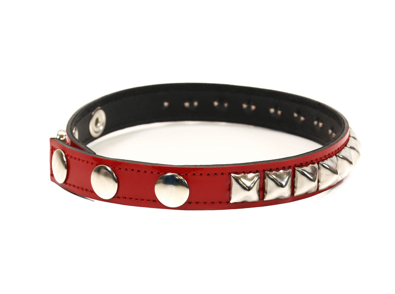 Red Patent 1 Row Black Studded Leather Armlet Armband