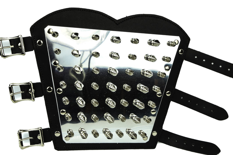 Black Armband with Spikes On Metal Plate