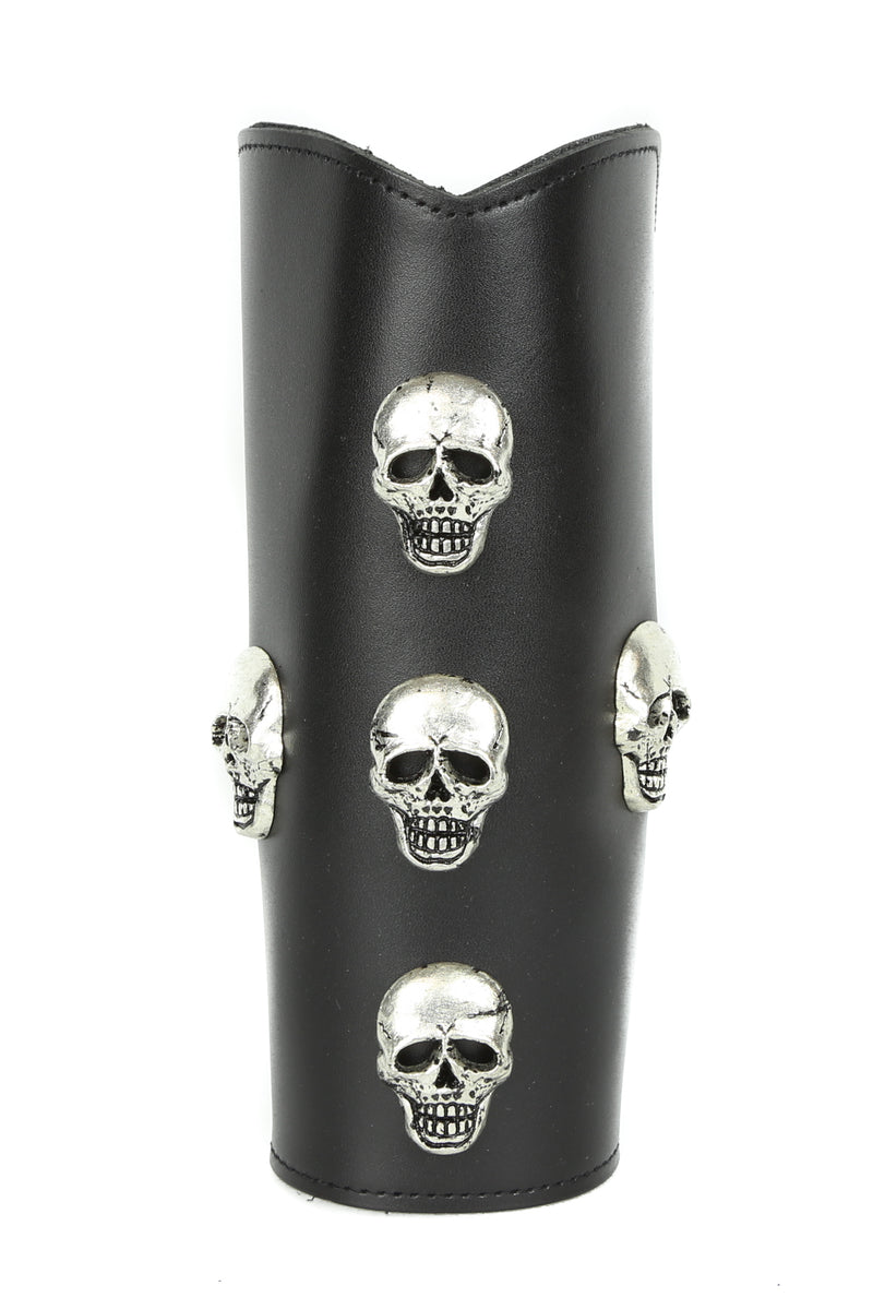 5 Metal Skull Leather Gauntlet