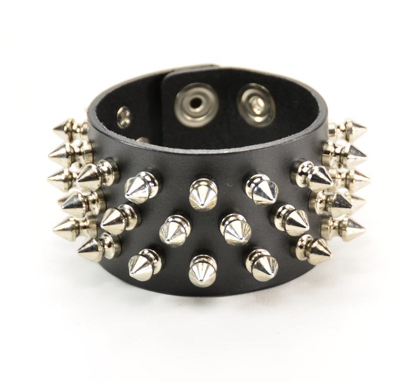 SNAP BRACELET WITH 3 ROW 1/2" SPIKES