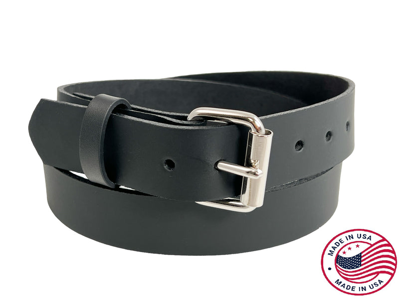 Plain Black 1 1/4" Wide Belt Genuine Leather