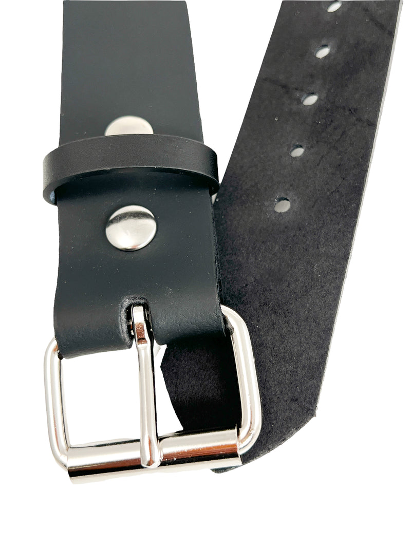 Plain Black 1 1/2" Wide Belt Genuine Leather