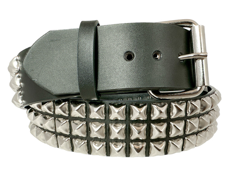 Classic 3 Row Studded Leather Belt Premium Quality FUNK PLUS LOGO SNAP