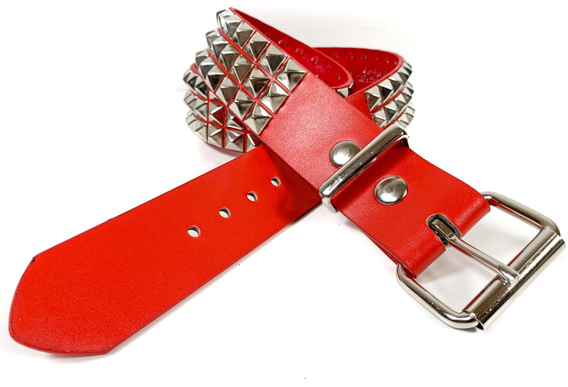 Red Vegan Studded  Punk Style Belt