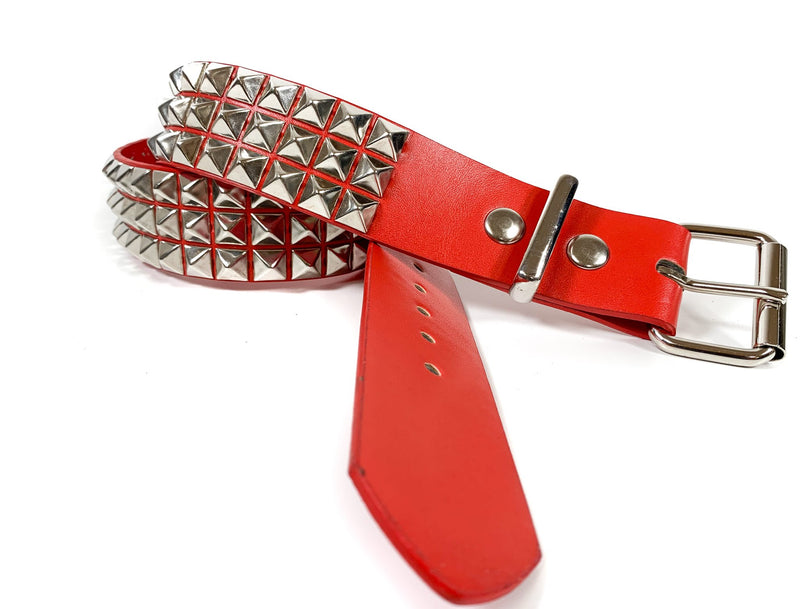 Red Vegan Studded  Punk Style Belt